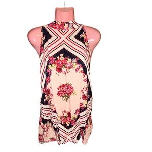 Suzanne Betro Floral Blouse in Pink Black & Red Sz XL Beautiful Colors